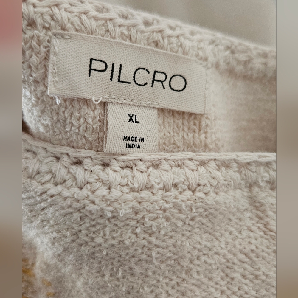 Anthropologie Floral Knit Square-Neck Tank Top - Cream with Pink Floral Size XL - Picture 8 of 8